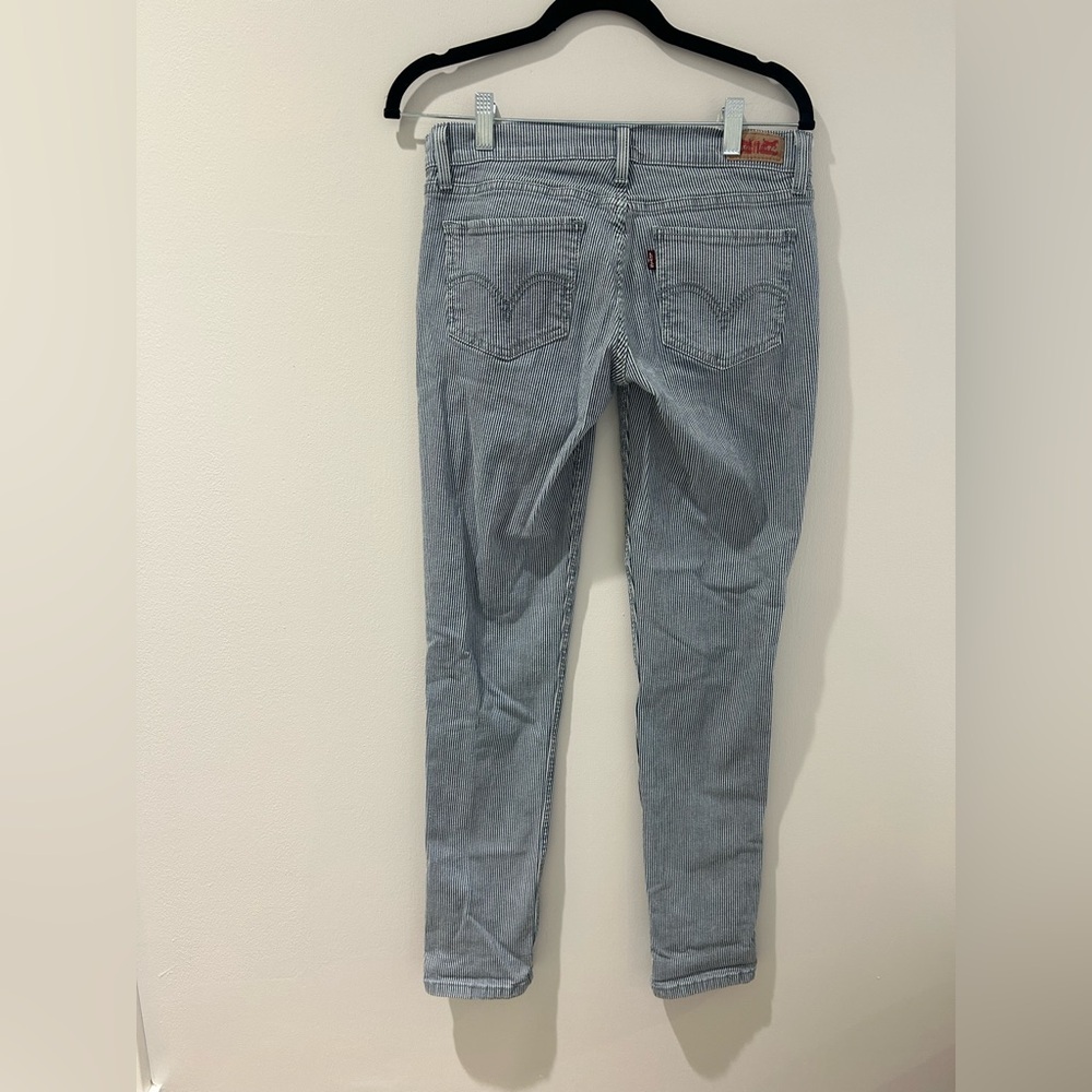 Levi’s 524 Too Superlow Skinny Pen Stripe Jeans Size 7 - Picture 3 of 4